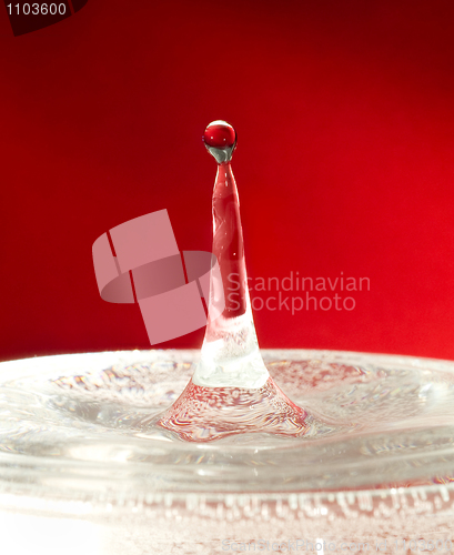 Image of Extreme close-up. Falling water drops column