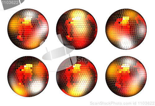 Image of Collage. Rotating disco ball with reflected lights