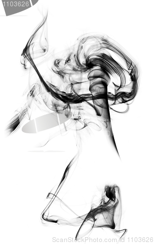 Image of Puff of black abstract smoke on white