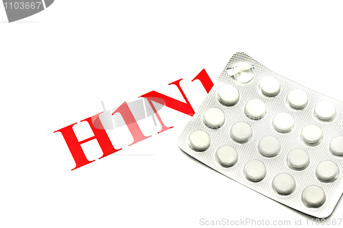 Image of Swine FLU H1N1 - Closeup of white pills