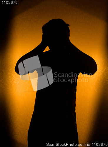 Image of Depression and pain - silhouette of man