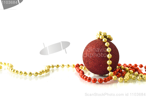 Image of Christmas greetings - single red ball and beads 