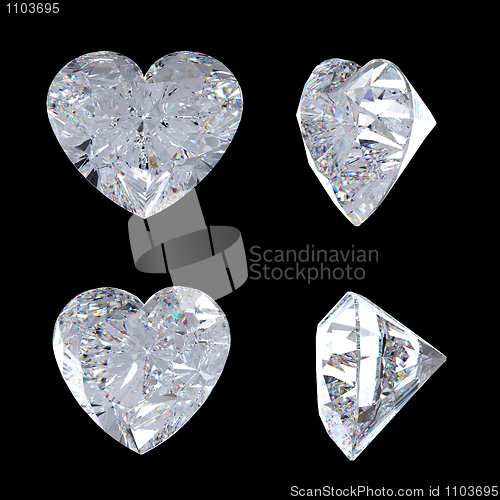 Image of Top and side views of heart shaped diamond