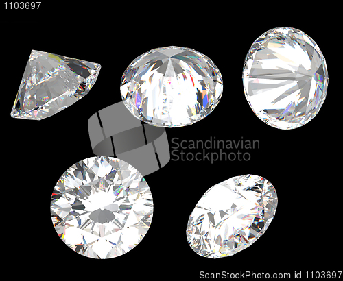 Image of Top, bottom and different side views of diamond