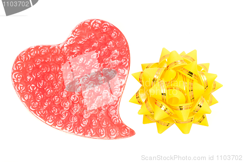 Image of Red heart and holiday bow
