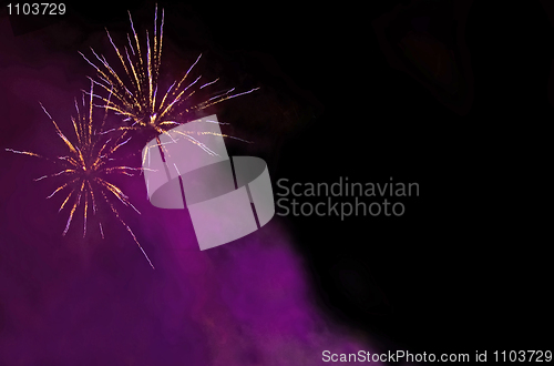Image of Bright Fireworks at night in the black sky