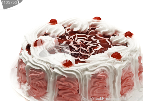 Image of Tasty iced cake with cherries