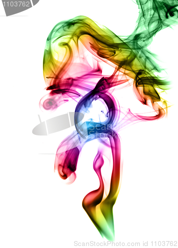 Image of Bright colored fume abstract over white