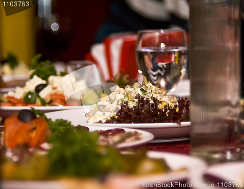 Image of Banquet in the restaurant. Focus on one dish 