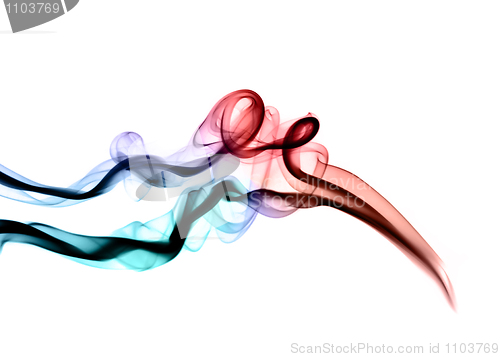 Image of Colored abstract fume shapes over white