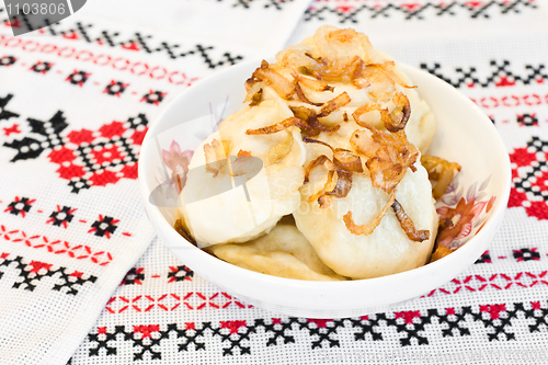 Image of Ukrainian cuisine - vareniki with fried onion