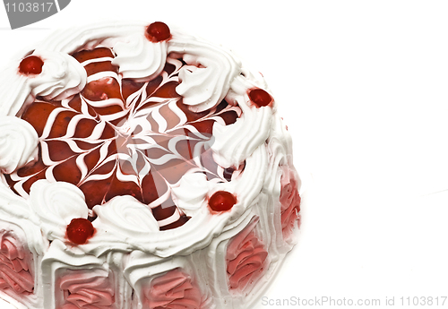 Image of Tasty dessert - iced cake with cherries