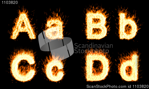 Image of Burning A, B, C, D characters