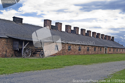 Image of Cookhouse and cart in Auschwitz - Birkenau