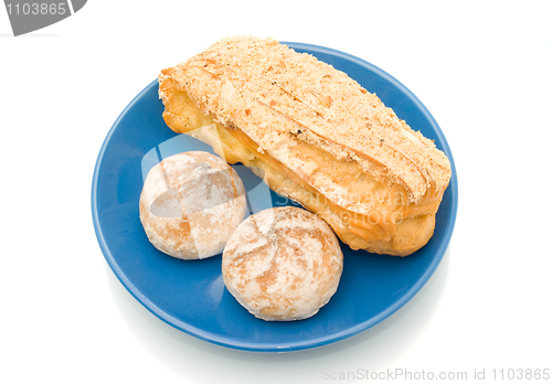 Image of Lunch time - delicious pastry over white