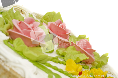 Image of Tasty desert - Close-up of cake with cream