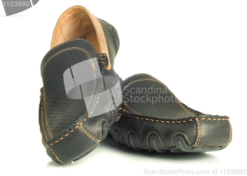 Image of Modern footwear Black mens shoes moccasins