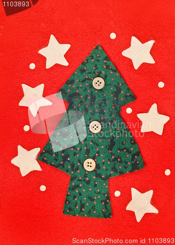 Image of Christmas background - firtree, stars and snowflakes