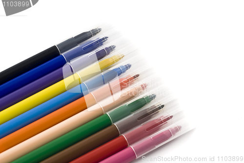 Image of Colorful felt-tip markers or pens isolated over white