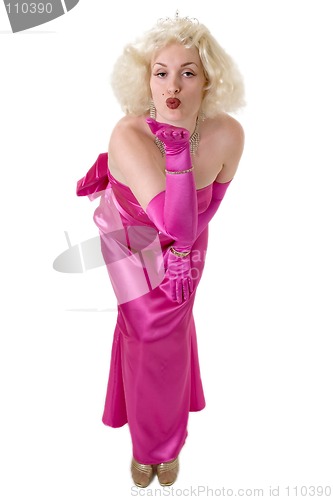 Image of Sexy Marilyn impersonator blowing a kiss