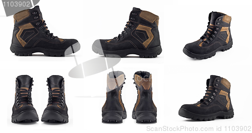 Image of Collage of Warm leather winter boot