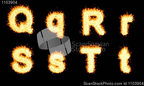 Image of Burning Q, R, S, T letter