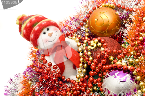 Image of Xmas snowman and decoration balls