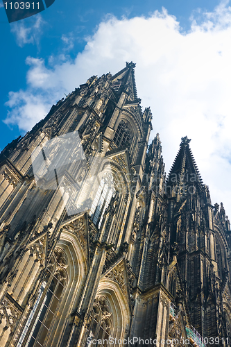 Image of Towers of Koelner Dom Cologne Cathedral over blue sky