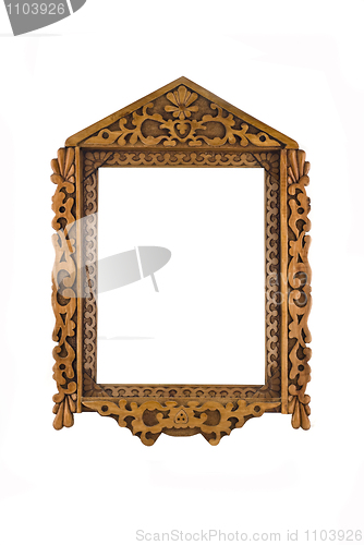 Image of Wooden Frame for picture or portrait isolated over white