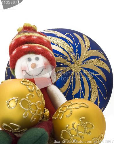 Image of Christmas decoration toy with three colorful New Year Balls