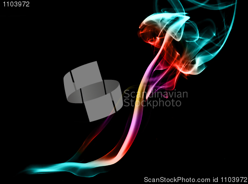 Image of Colorful magic abstract fume curves over black