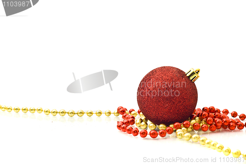 Image of Red Decoration ball and golden beads