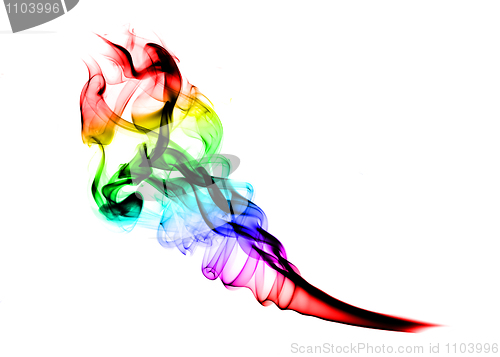 Image of Abstract Colorful Smoke shape over white