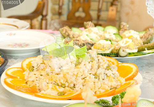 Image of Salads and appetizers. Banquet in the restaurant