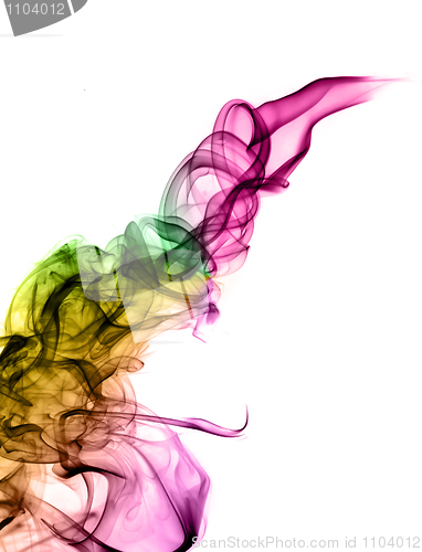 Image of Colorful Smoke abstract waves over the white 