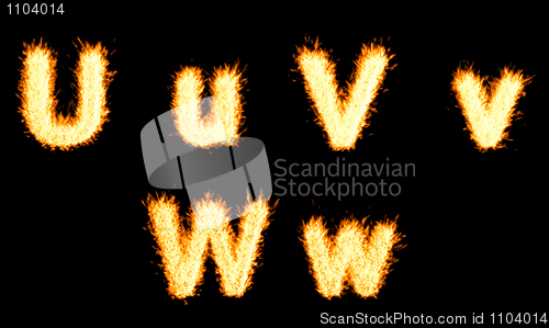 Image of Burning U, V, W character