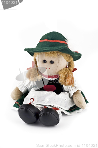 Image of Rag doll in national (folk) Austrian costume isolated