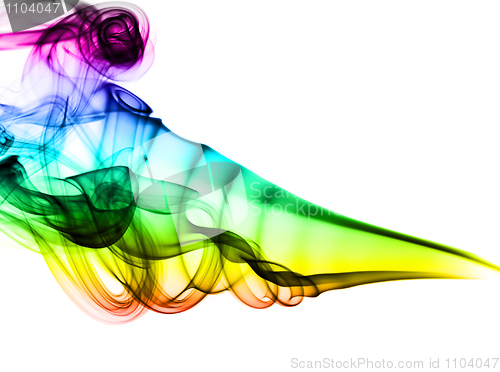 Image of Colorful Abstract fume pattern over white