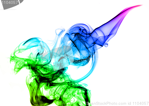 Image of Beautiful colored Abstract smoke over white