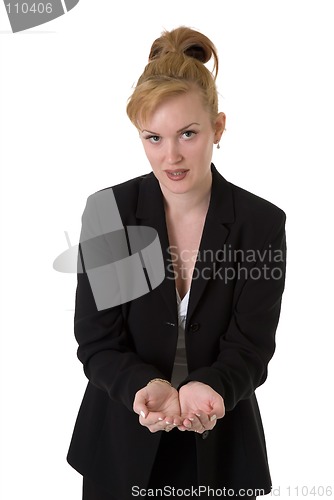 Image of business woman with cupped hands