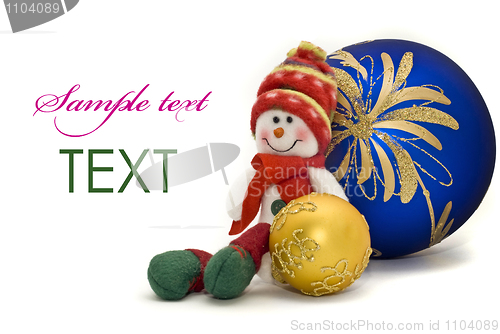 Image of Christmas card - decoration toy with colorful New Year Balls