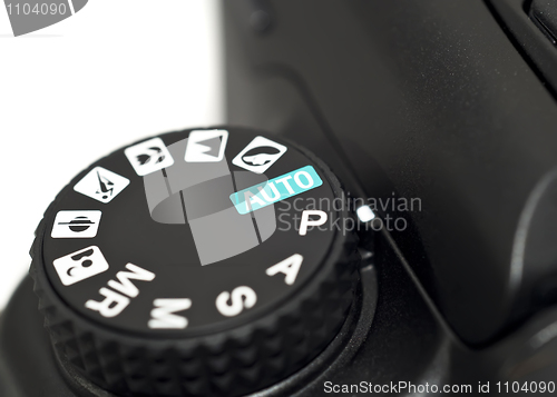 Image of Closeup of mode wheel on Dslr camera