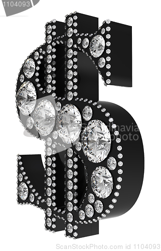 Image of Black 3D Dollar symbol incrusted with diamonds