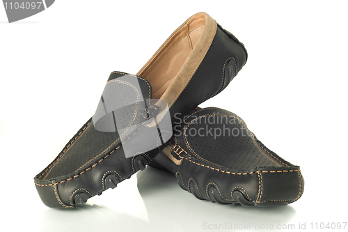 Image of Pair of  black mens moccasins