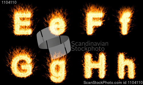 Image of Burning E, F, G, H letters