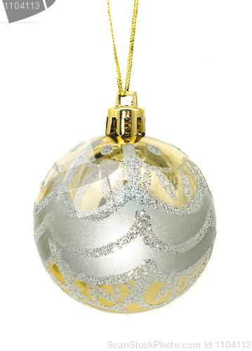 Image of Christmas greetings - silver and gold decoration bauble