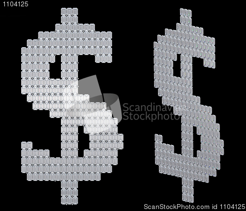 Image of US dollar symbol assembled of diamonds