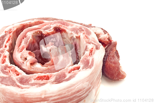 Image of Rolled pork ribs and meat isolated
