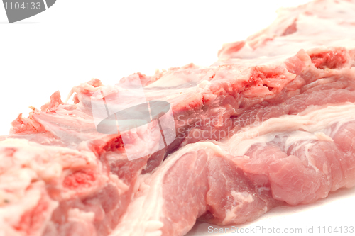 Image of Uncooked pork ribs and meat isolated