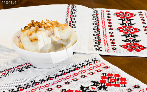 Image of Ukrainian cuisine - vareniki with fried onion